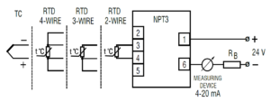 Schéma zapojenia prevodníka do hlavice NPT3